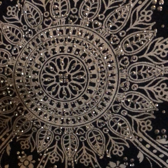 VTG Blue Canyon Handkerchief Style Top SZ L Navy Blue, Cap Sleeves, Rhinestones - Picture 7 of 8